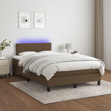 vidaXL Boxspring met matras en LED stof donkerbruin 120x200, Verzenden, Nieuw