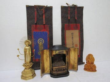 Altaar - Hout, Messing - 1950-1960 - Set van 4 Japanse