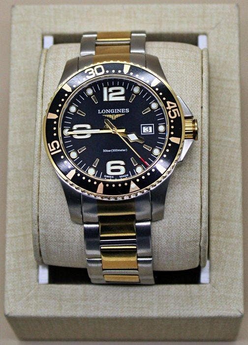 Longines - Hydroconquest - Ref.L3.640.3 Black Dial Swiss, Handtassen en Accessoires, Horloges | Antiek