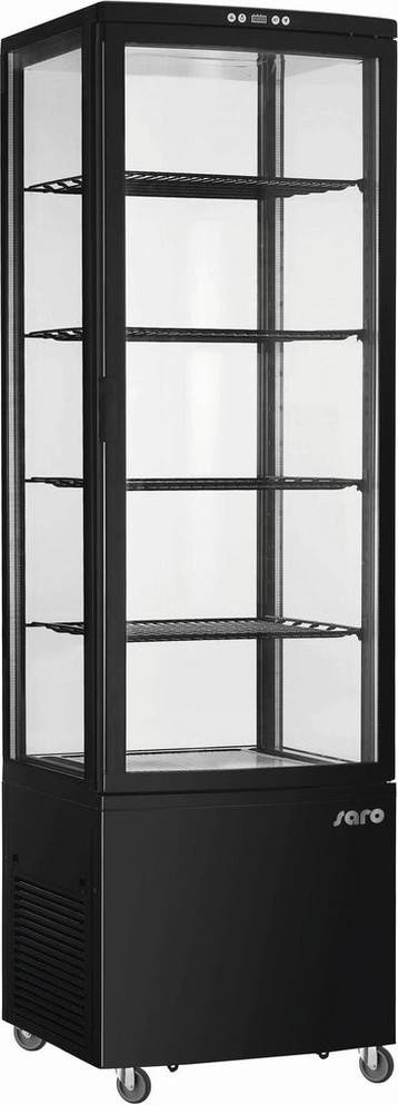 Koelvitrine | 235L | Zwart | 0°C/+12°C | 5 Niveaus | Wielen, Verzenden, Nieuw in verpakking