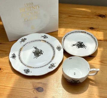 Herend - Service à café (3) - Apponyi Black Hand-Painted, Antiek en Kunst