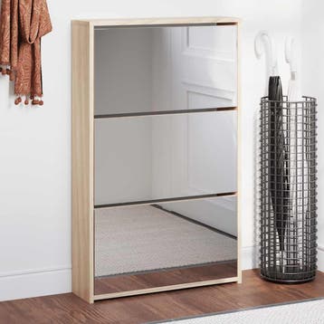 vidaXL Schoenenkast drielaags met spiegel 63x17x102,5 cm, Huis en Inrichting, Kasten | Schoenenkasten, Verzenden, Nieuw