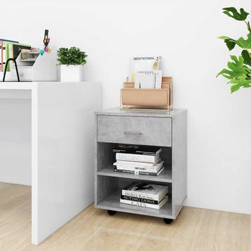 vidaXL Rolkast 46x36x59 cm bewerkt hout betongrijs, Verzenden