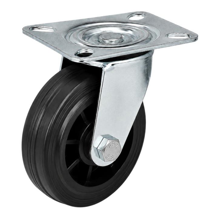Rubberen zwenkwielen 125 mm ZW001, Doe-het-zelf en Bouw, Zwenkwielen, Nieuw