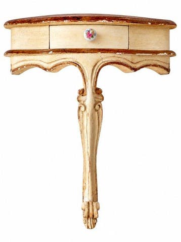 Wandtafel - Hout, Porselein - halvemaanvormige console