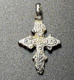 Byzantin Argent Croix exquise avec une inscription KE BOH
