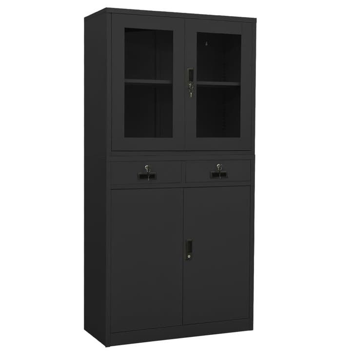 vidaXL Kantoorkast 90x40x180 cm staal en gehard glas, Huis en Inrichting, Kasten | Overige, Nieuw, Verzenden