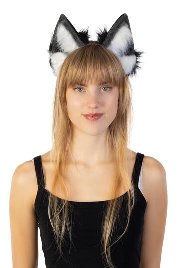KIMU® Haarband Furry Oortjes Zwart Grijs Wit Kat Poes Vos Di, Ophalen of Verzenden, Nieuw