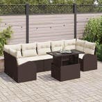 vidaXL Tuinbank Set met kussen met opslag 8 pcs Bruin Poly, Verzenden, Nieuw