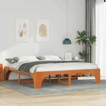 vidaXL Bedframe Bruin 200 x 200 cm Massief grenenhout, Verzenden