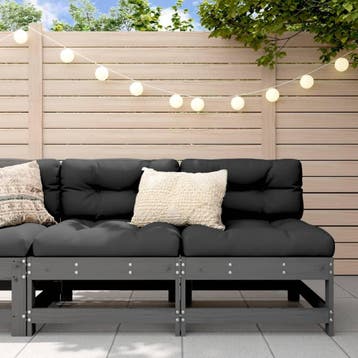 vidaXL Tuinmiddenbanken 2 st massief grenenhout grijs, Verzenden, Nieuw