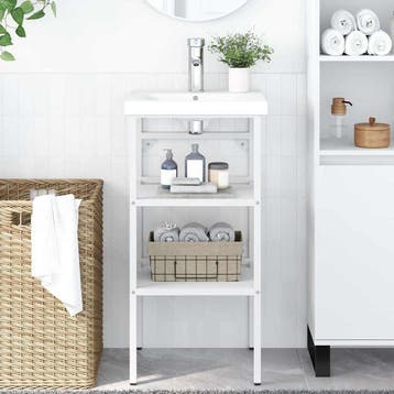vidaXL Wastafelframe 40x38x83 cm ijzer wit, Verzenden, Nieuw