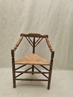 Stoel - Franse Bobbin Hoekstoel met rietje Afwerking - Hout