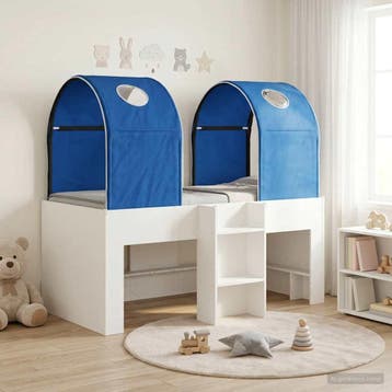 vidaXL Bed met Tunnel 3 st Wit en Blauw Bewerkt hout, Verzenden