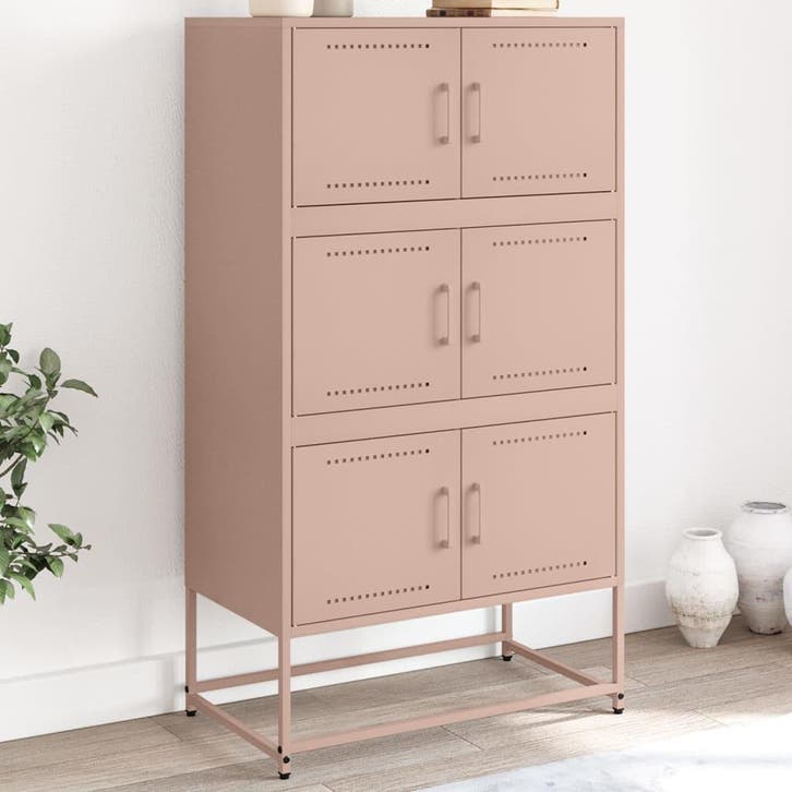 vidaXL Dressoir 68,5x38,5x123,5 cm staal roze, Huis en Inrichting, Kasten | Dressoirs, Nieuw, Verzenden