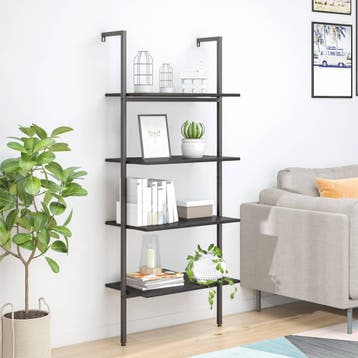 vidaXL Ladderrek met 4 schappen 64x35x152,5 cm zwart, Verzenden, Nieuw