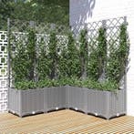 vidaXL Plantenbak met latwerk 120x120x136 cm polypropeen, Verzenden, Nieuw