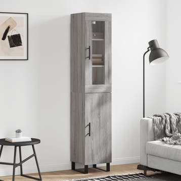 vidaXL Hoge kast 34,5x34x180 cm bewerkt hout grijs sonoma, Verzenden, Nieuw