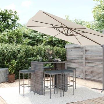 vidaXL 7-delige Tuinbarset met kussens poly rattan grijs, Verzenden
