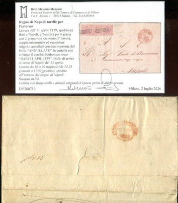 Italiaanse oude staten - Napels 1858 - Meerdere poorten voor, Gestempeld