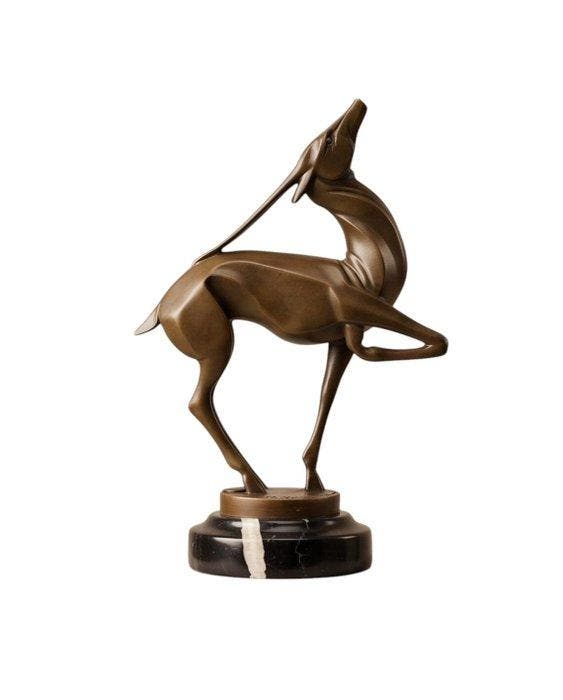 Figuur - Eine Bronze-Skulptur Einer Antilope 23 cm - Brons,, Antiek en Kunst, Curiosa en Brocante