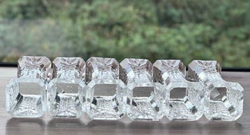 diamond fan cut - Messensteun (6) - Kristal - Vintage Franse