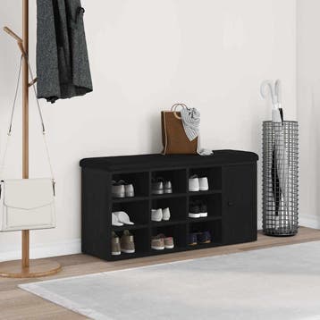 vidaXL Opslagbank Zwart Eiken 102 x 32 x 50 cm Bewerkt hout, Verzenden
