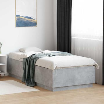 vidaXL Bed Frame met LED Betongrijs 80 x 200 cm Bewerkt hout, Verzenden