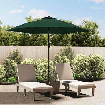 vidaXL Zweefparasol met LED 3,5 m groen, Verzenden