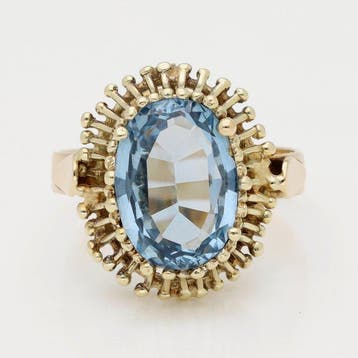 Ring - 14 karaat Geel goud - Synthetische Spinel, Handtassen en Accessoires, Nieuw