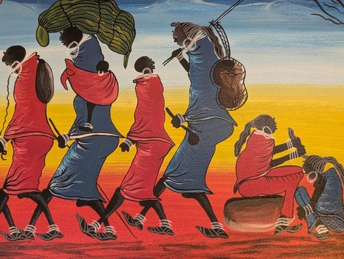 J.J.M. - Donne Masai al mercato, Antiquités & Art, Art | Art non-occidental