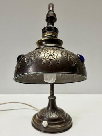 Lamp - Messing, Metaal, Glas - Art Deco Desk Lamp, Antiek en Kunst