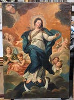 École italienne (XVIII) - Virgen Inmaculada con angeles, Antiquités & Art