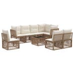 vidaXL Tuinbank Set 9 pcs Beige poly rattan, Verzenden