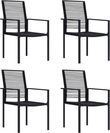 set van 4 Tuinstoelen - - metaal - zwart - moderne stoelen, Tuin en Terras, Verzenden, Nieuw