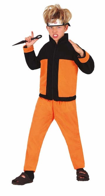 Ninja Kostuum Jongen Oranje Zwart, Kinderen en Baby's, Verzenden, Nieuw