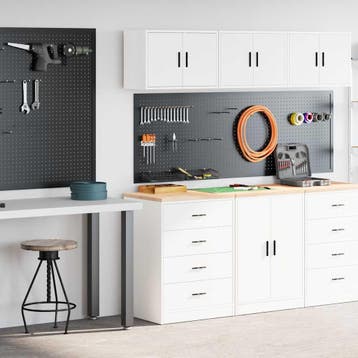 vidaXL Garagekasten 2 st spaanplaat wit, Verzenden