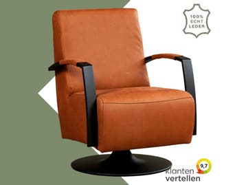 Leren draaifauteuil Mood - Rancho Cognac (cognac) -, Nieuw, Ophalen of Verzenden, 50 tot 75 cm, Industrieel, Modern