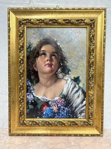 Italiaanse school (XX) - Giovane donna con fiori