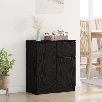 vidaXL Dressoir Zwart Eiken 60 x 30 x 70 cm Bewerkt hout, Verzenden, Nieuw