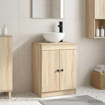 vidaXL Badkamer Vanity met Wastafel Sonoma Eiken 54 x 35 x, Verzenden, Nieuw