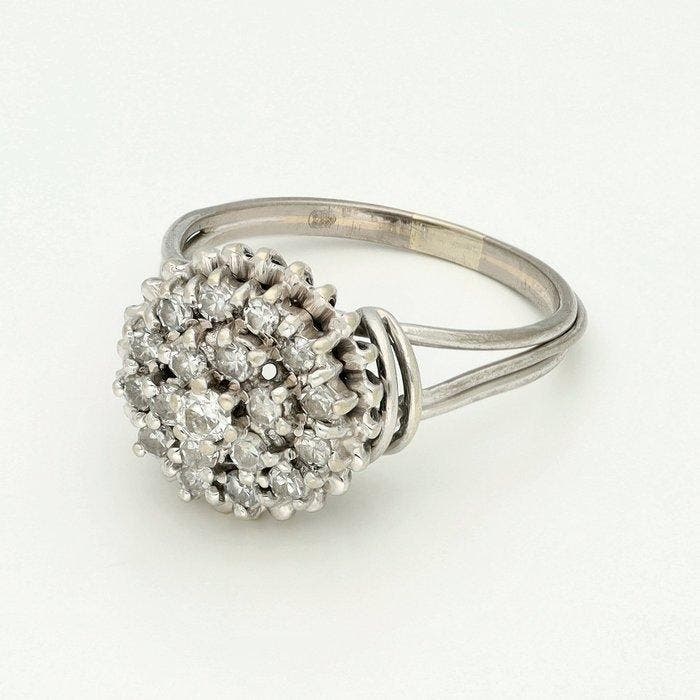 Ring - 18 karaat Witgoud Diamant (Natuurlijk) - Diamant -, Bijoux, Sacs & Beauté, Bagues