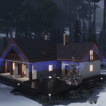 vidaXL Lichtgordijn met 400 LEDs en 8 functies 10 m blauw, Verzenden, Nieuw