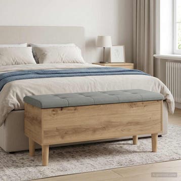 vidaXL Opbergbank met kussen Artisan eiken 102 x 42 x 46 cm, Verzenden, Nieuw