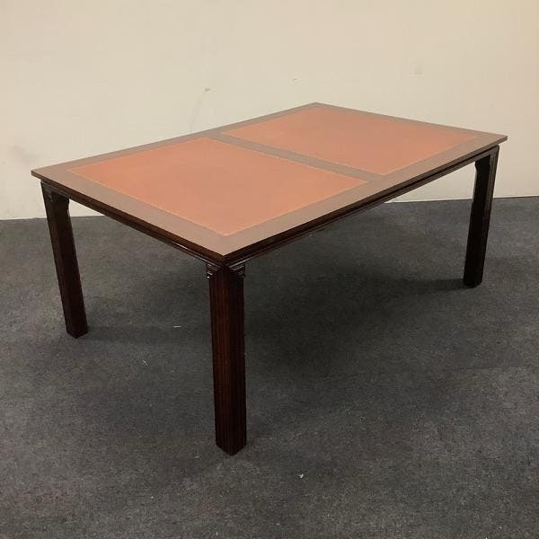 klassieke Engelse tafel met leer inleg, 180x120 cm, Huis en Inrichting, Tafels | Eettafels, Gebruikt