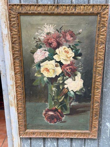 Escuela española (XIX), firmado Lengo - Vase a fleurs