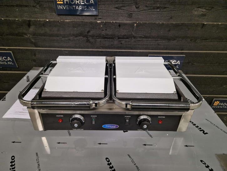 Contactgrill | Maxima | glad | dubbele grillplaat | 230V |, Zakelijke goederen, Horeca | Keukenapparatuur, Gebruikt, Fornuis, Frituur en Grillen