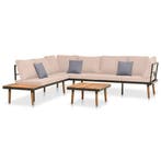 vidaXL 4-delige Loungeset met kussens massief acaciahout, Tuin en Terras, Verzenden, Nieuw, Loungeset