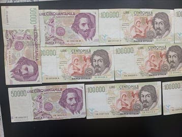 Italië. - 7 x 100.000 + 3 x 50.000 Lire - anni vari (Zonder