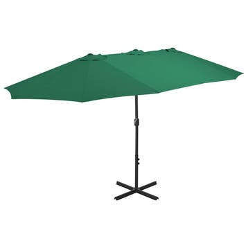 vidaXL Parasol met aluminium paal 460x270 cm groen, Verzenden